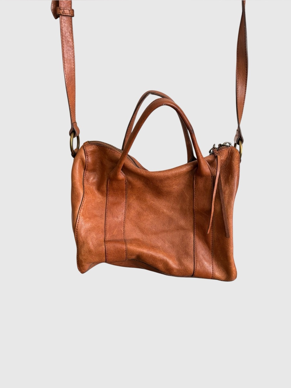 Classic Leather Tote Satchel in Cognac Brown